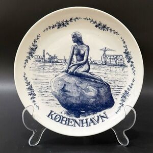 Vintage BYGDO Copenhagen “Little Mermaid” Sitting on A Rock Denmark Plate Decor